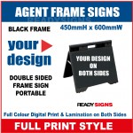 Frame Sign Agent  - 450mmH x 650mmW - Black Frame